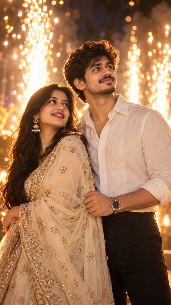 Diwali GOLDEN SPARKLER NIGHT COUPLE Prompt